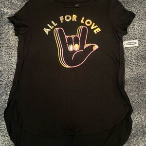 Old Navy Girl’s Black Graphic Tee with Pink & Gold Accents